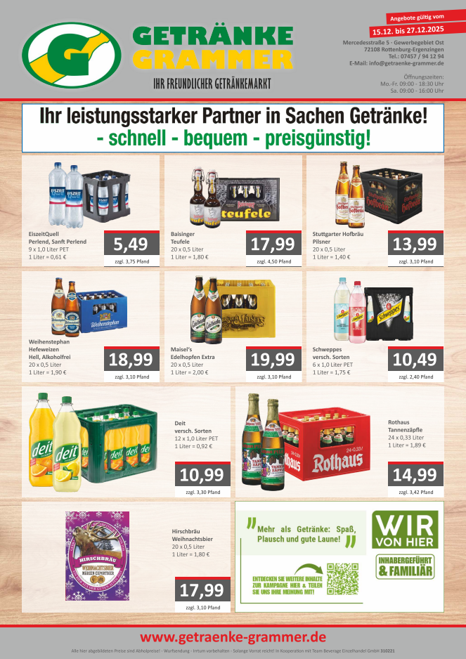 Getränke Grammer - Ihr freundlicher Getränkemarkt - Angebote KW 51 & 52